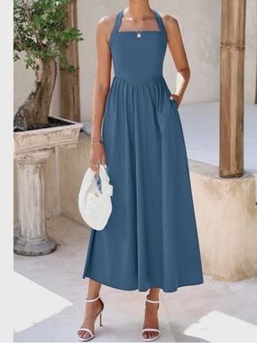 KIRUNDO Summer Dresses for Women Halter Maxi Dress Blue
New 🆕